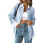 Striped Stitching Shirt For Women