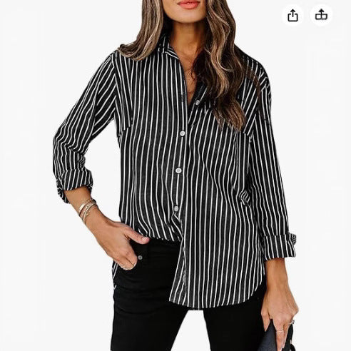 European And American Trendy Shirt Striped Pattern Printed 3D Shirt