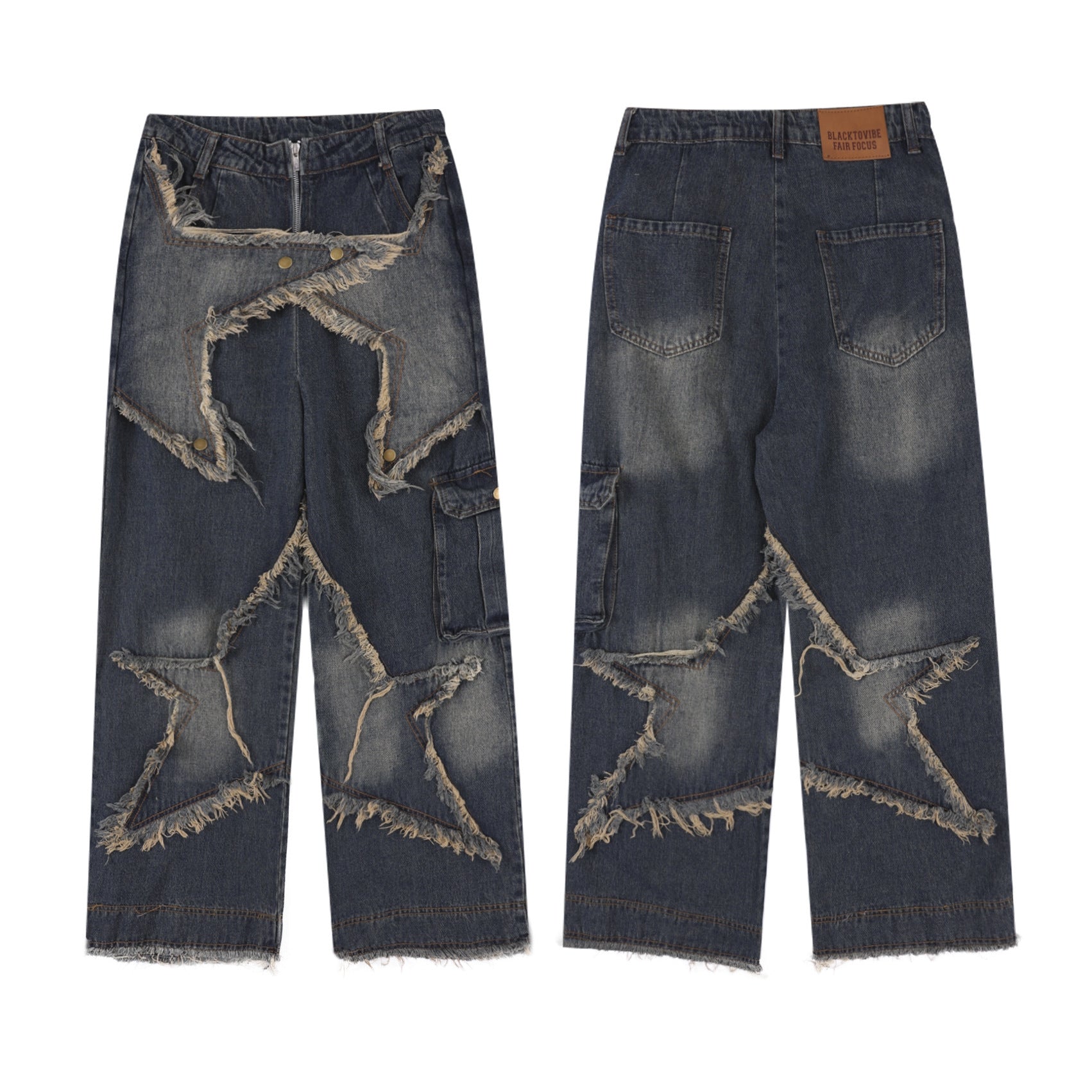 Men's And Women's Same Style American-style Distressed Heavy Industry Straight Casual Jeans