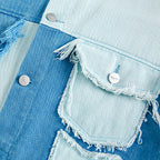 Irregular Color Contrast Patchwork Denim Jacket