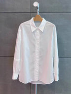 Commuter's All-matching Hollow-out Design Polo Collar Long-sleeved Shirt